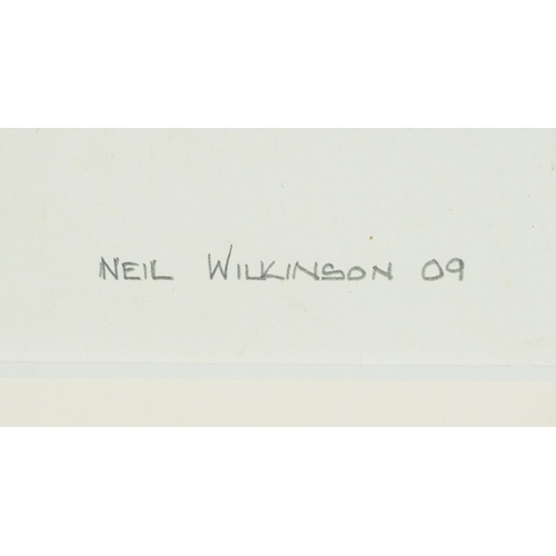 468 - Neil Wilkinson - Nude females, three mixed medias, each mounted, one framed and glazed, the largest ... 