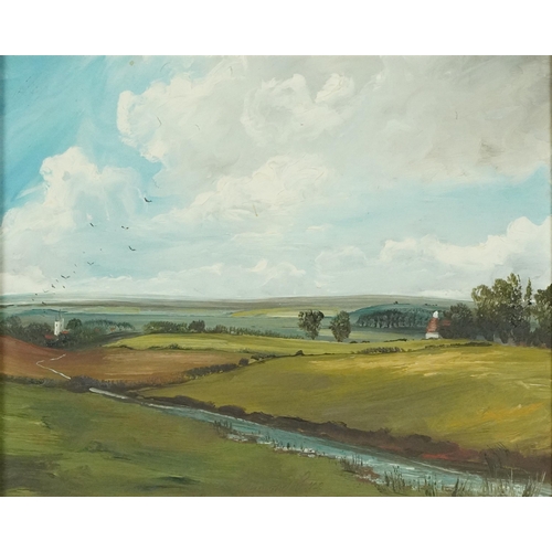 1387 - Raymond Price - Rural landscapes, pair of Victorian style oil on boards, mounted and framed, each 29... 