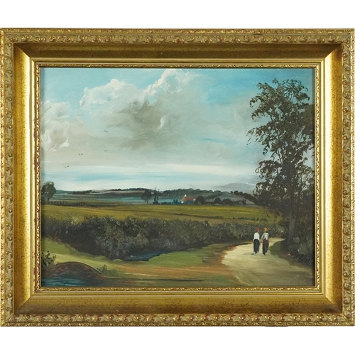 1387 - Raymond Price - Rural landscapes, pair of Victorian style oil on boards, mounted and framed, each 29... 