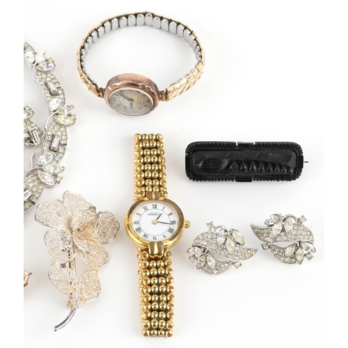 2779 - Antique and later jewellery including a Divos 9ct gold ladies wristwatch, Victorian style silver loc... 