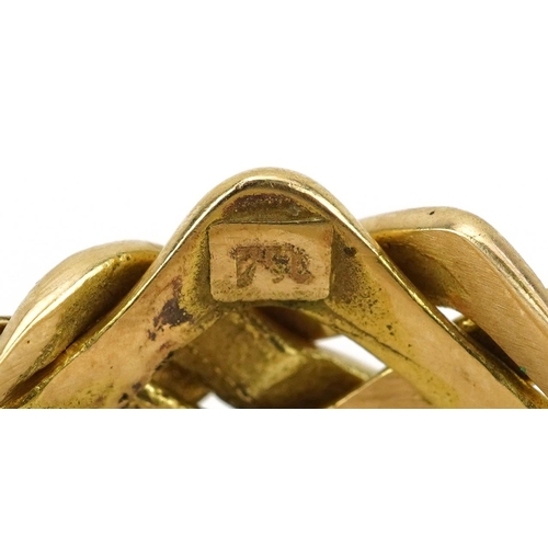 2749 - 18ct gold four section puzzle ring, size J, 6.0g