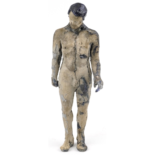 322 - Neil Wilkinson, contemporary Brutalist sculpture with resin of a nude male, Fragmentation, 38.5cm hi... 