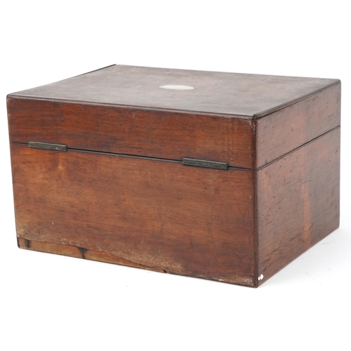 1300 - Victorian rosewood toilet box with side drawer, 18.5cm H x 31cm W x 23cm D