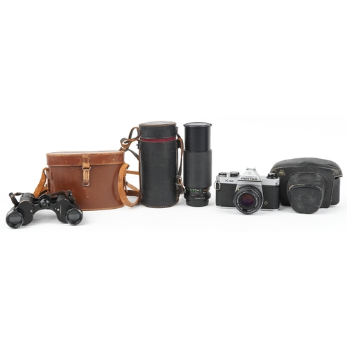 1364 - **WITHDRAWN** Cameras and binoculars with cases comprising Carl Zeiss Jena Sportur 6 x 24, Pentax As... 