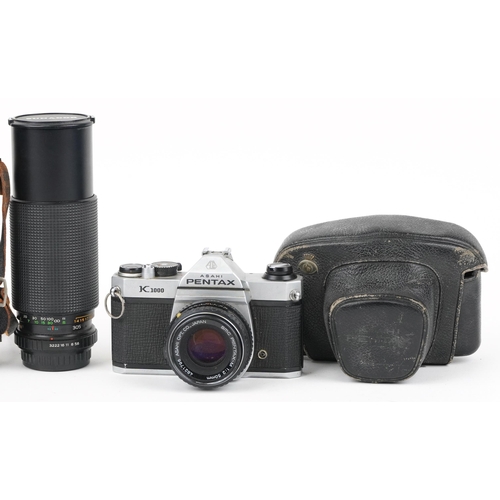 1364 - **WITHDRAWN** Cameras and binoculars with cases comprising Carl Zeiss Jena Sportur 6 x 24, Pentax As... 