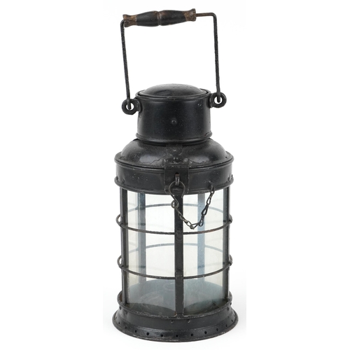 British military World War I trench candle lantern, 35cm high excluding the swing handle