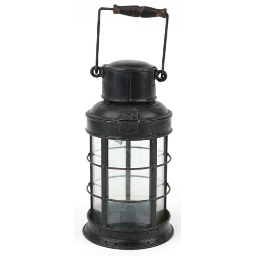 1863 - British military World War I trench candle lantern, 35cm high excluding the swing handle