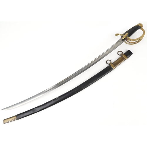 1910 - Early 19th century French Napoleonic trooper's sword with later scabbard and steel blade, 105cm in l... 