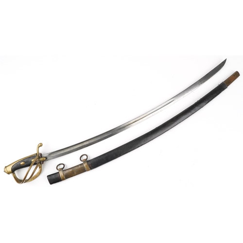 1910 - Early 19th century French Napoleonic trooper's sword with later scabbard and steel blade, 105cm in l... 