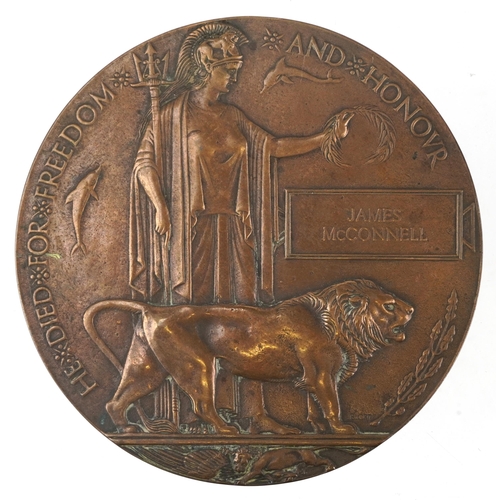 1829 - British military World War I death plaque awarded to James McConnell