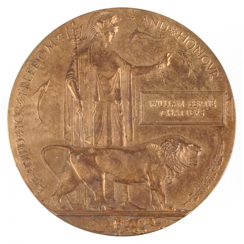 1823 - British military World War I death plaque awarded to William Bertie Chatters of The 7th Battalion Ro... 