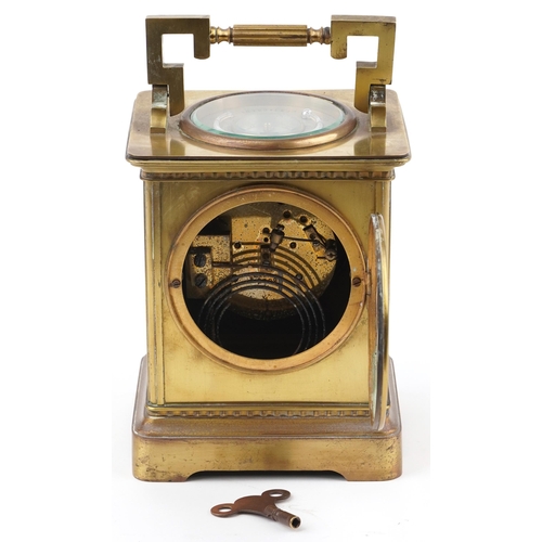 154 - 19th century French Weather Compendium mantle clock striking on a gong with thermometer and compass,... 