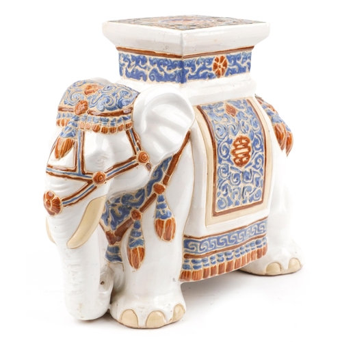 1298 - Chinese porcelain garden seat in the form of an elephant, 46cm in length