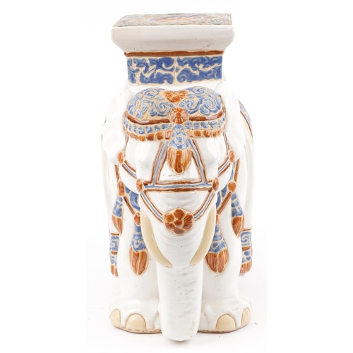 1298 - Chinese porcelain garden seat in the form of an elephant, 46cm in length