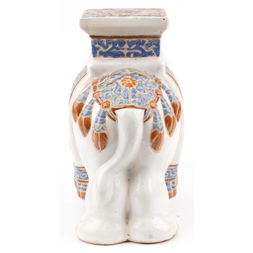 1298 - Chinese porcelain garden seat in the form of an elephant, 46cm in length