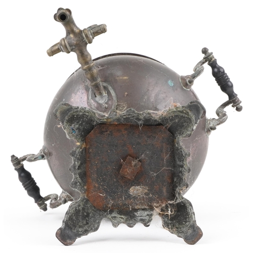 203 - 19th century copper samovar with ebonised handles, 40cm high