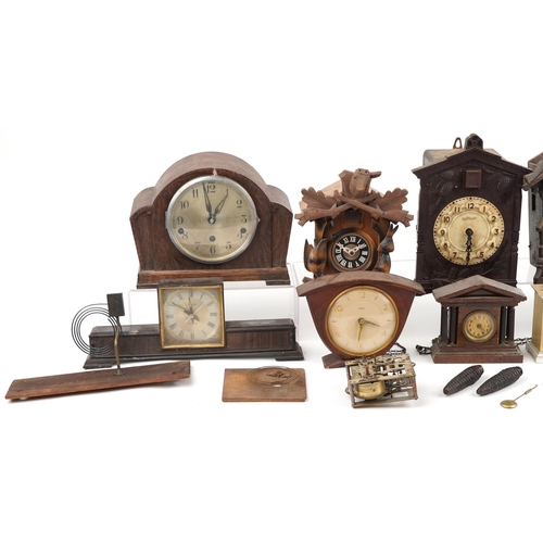 1378 - Early 20th century and later clocks including cuckoo, oak cased Westminster chiming and Smiths Sectr... 