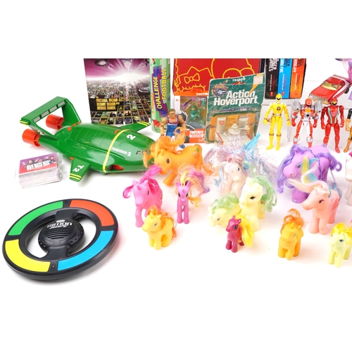 1632 - Vintage and later toys and related including My Little Ponies, Thunderbirds, Action Hover Port by Te... 