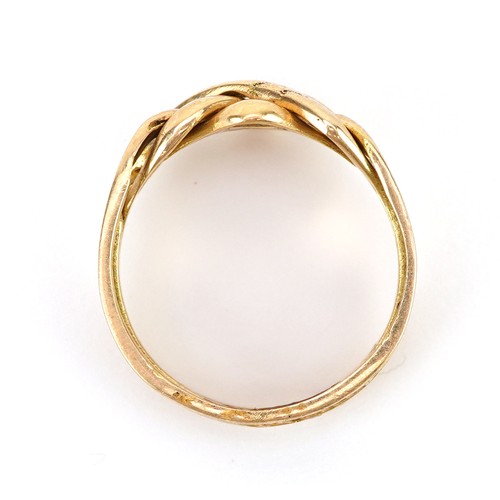 2749 - 18ct gold four section puzzle ring, size J, 6.0g