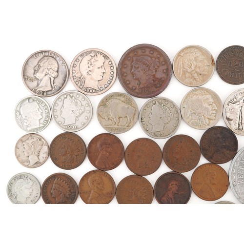 2106 - 19th century and later United States of America coinage, some silver, including half dollars, cents ... 