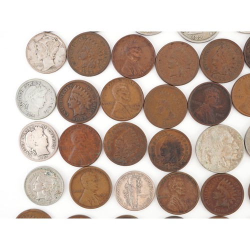 2106 - 19th century and later United States of America coinage, some silver, including half dollars, cents ... 