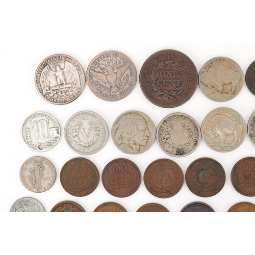 2106 - 19th century and later United States of America coinage, some silver, including half dollars, cents ... 