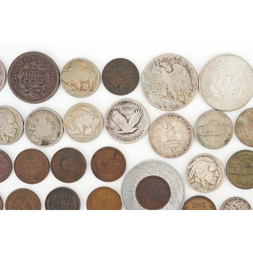 2106 - 19th century and later United States of America coinage, some silver, including half dollars, cents ... 