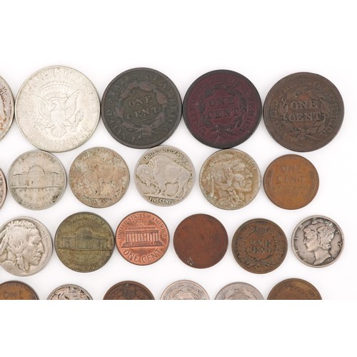 2106 - 19th century and later United States of America coinage, some silver, including half dollars, cents ... 