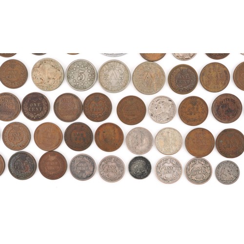 2106 - 19th century and later United States of America coinage, some silver, including half dollars, cents ... 