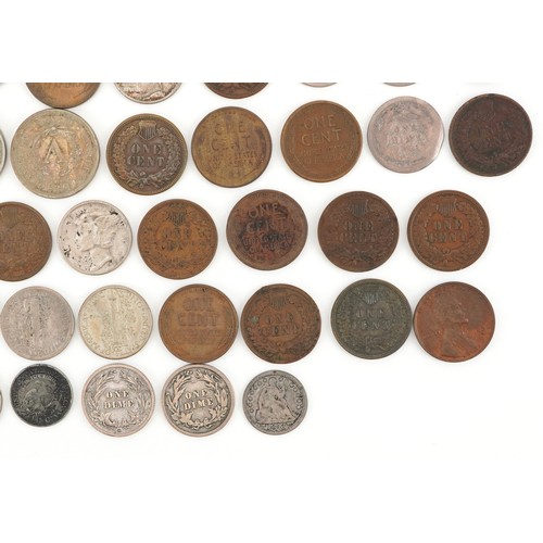 2106 - 19th century and later United States of America coinage, some silver, including half dollars, cents ... 