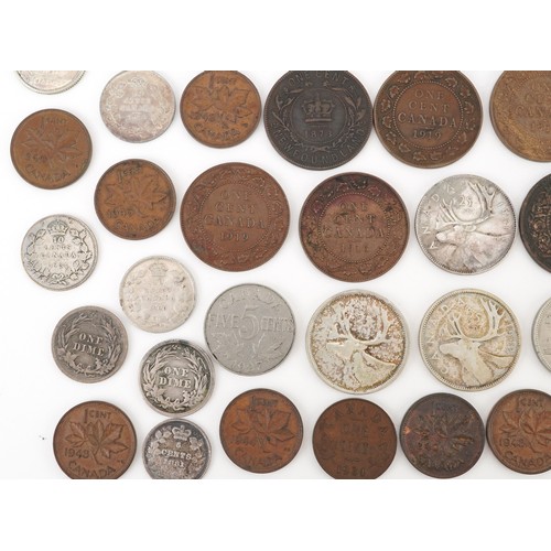 2108 - Early 19th century and later Canadian coinage and tokens including Nova Scotia one penny tokens, Ban... 