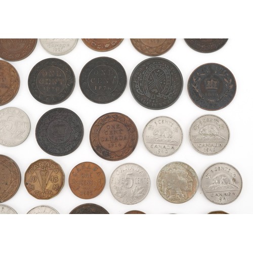 2108 - Early 19th century and later Canadian coinage and tokens including Nova Scotia one penny tokens, Ban... 