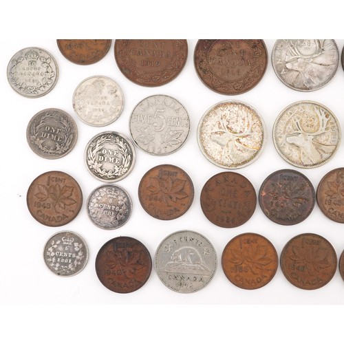 2108 - Early 19th century and later Canadian coinage and tokens including Nova Scotia one penny tokens, Ban... 