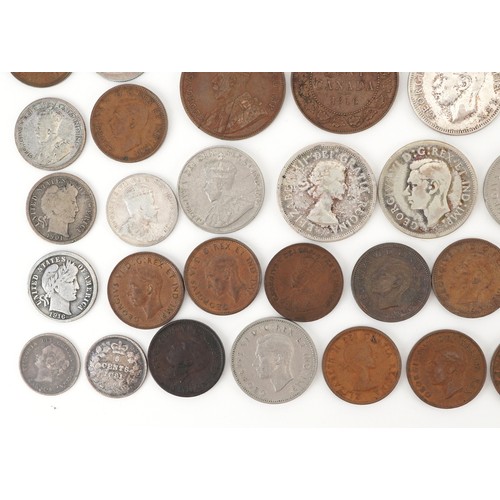 2108 - Early 19th century and later Canadian coinage and tokens including Nova Scotia one penny tokens, Ban... 