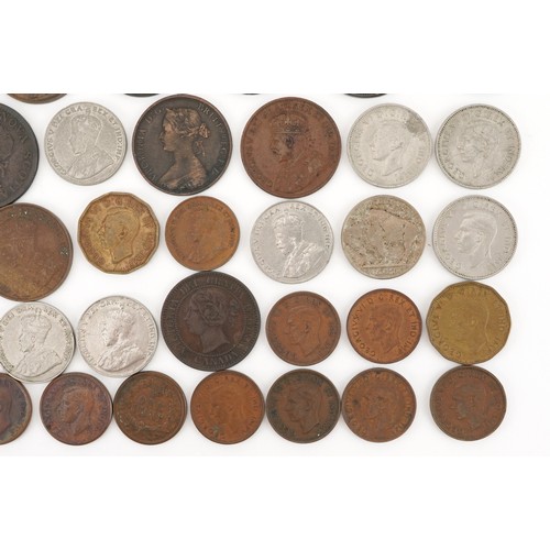 2108 - Early 19th century and later Canadian coinage and tokens including Nova Scotia one penny tokens, Ban... 