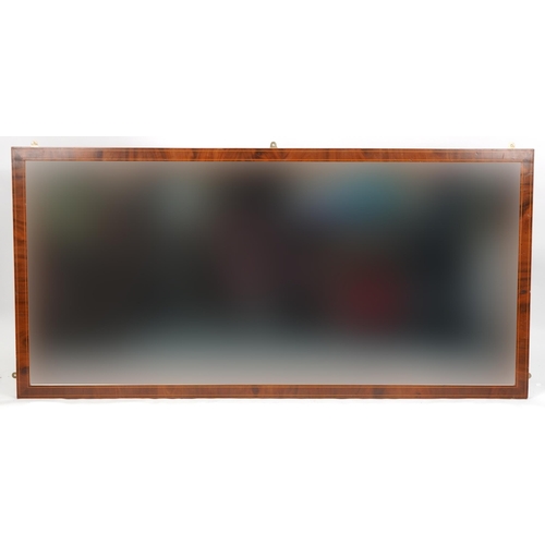 1236A - Overly large Edwardian inlaid mahogany wall mirror with bevelled glass, 204cm x 101cm