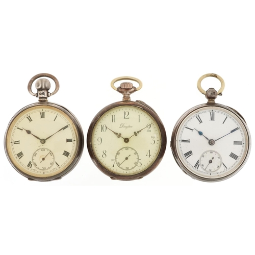 2762 - Three Victorian and later silver key wind and keyless pocket watches comprising The Farringdon B, Ze... 