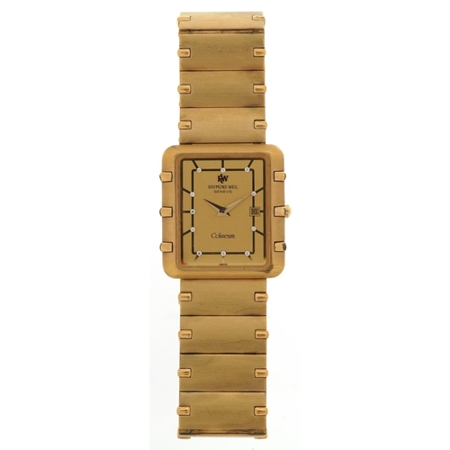 2752 - Raymond Weil, gentlemen's 18K gold plated Raymond Weil Colosseum quartz wristwatch with date apertur... 