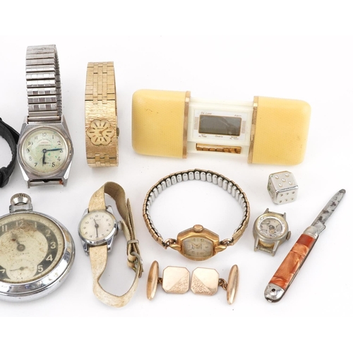 1371 - Sundry items and watches including gentlemen's Favre Leuba Vincit, Smiths pocket watch and two autom... 