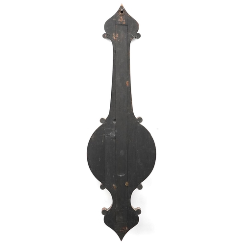 1451A - 19th century rosewood banjo barometer with thermometer having silvered dials, one inscribed Blunt No... 