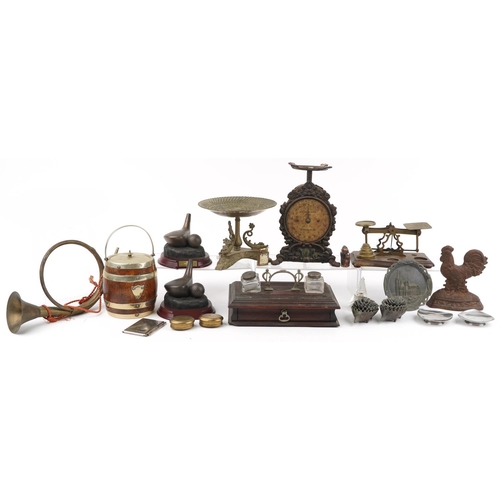 1369 - 19th century and later sundry items including a Venetian style centrepiece with dolphin supports, oa... 