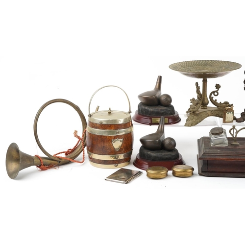 1369 - 19th century and later sundry items including a Venetian style centrepiece with dolphin supports, oa... 