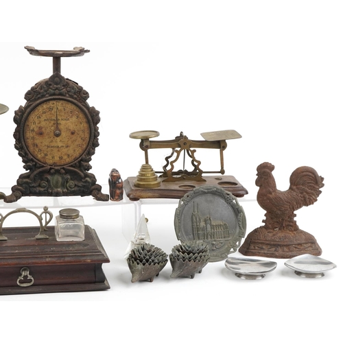 1369 - 19th century and later sundry items including a Venetian style centrepiece with dolphin supports, oa... 