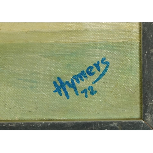 771 - Hymers 1972 - Harland & Wolff shipped docked, oil on canvas, inscribed verso, framed, 76cm x 60cm ex... 