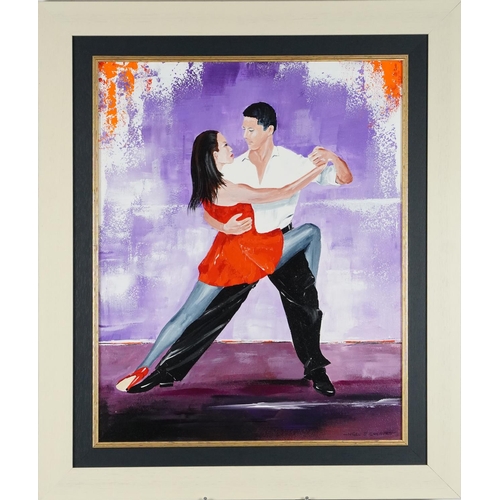 789 - Nigel J Greaves - Midnight dance, contemporary acrylic on board, label verso, mounted and framed, 60... 