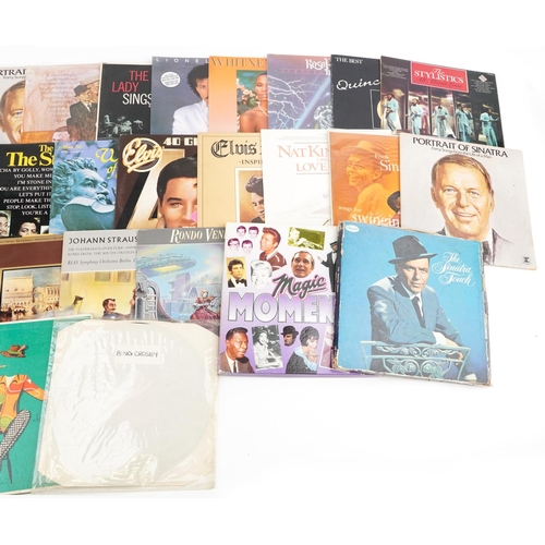 1712 - Vinyl LP records, some sound tracks, including Lionel Richie, The Carpenters, Nat King Cole, Frank S... 