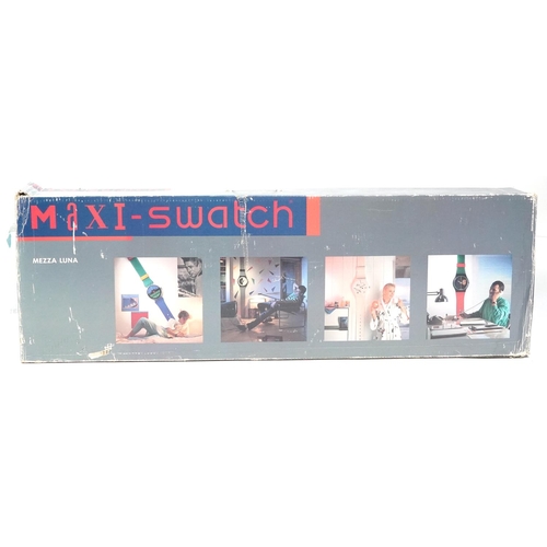 588 - 1980s Maxi-Swatch wall clock in the form of a Swatch wristwatch with box, 212cm high