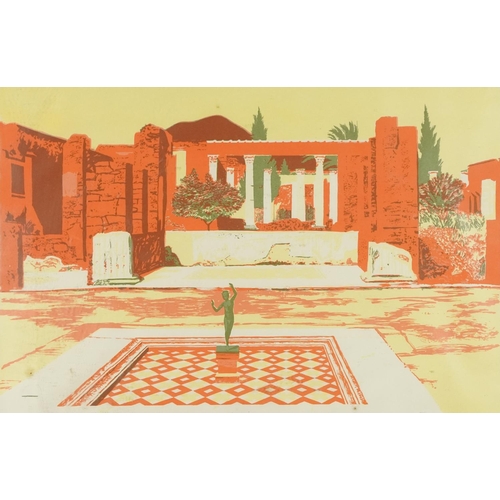 1121 - Geoffrey Elliott - Pompeii, pencil signed print in colour, mounted framed and glazed, 66cm x 45.5cm ... 