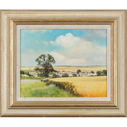 1059 - Michael Morris - Near Charlbury Oxfordshire, contemporary oil on canvas, inscribed Stacey Marks labe... 