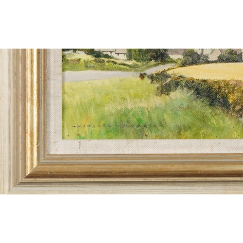 1059 - Michael Morris - Near Charlbury Oxfordshire, contemporary oil on canvas, inscribed Stacey Marks labe... 